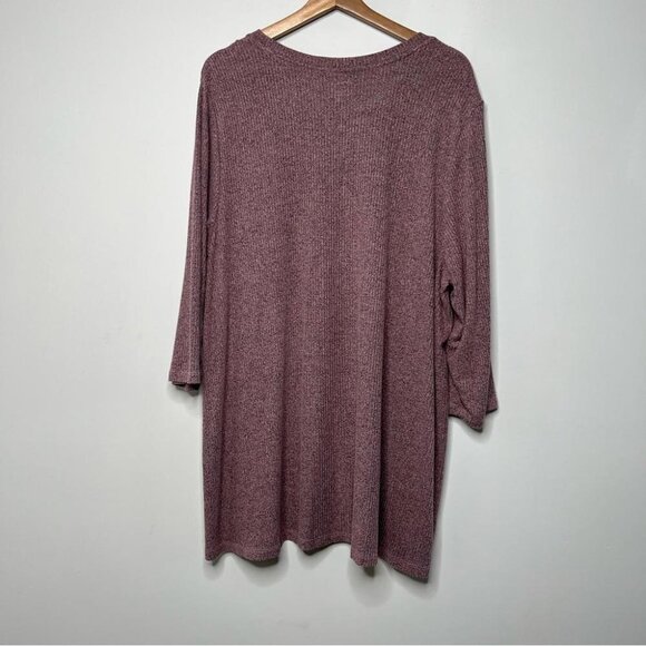 Lane Bryant Womens Size 22/24 Pink Space Dye Top Lace Up High Low Knit Stretch - Picture 2 of 7